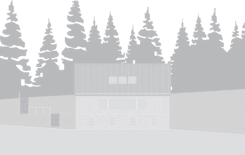 以石砌基座搭配木质覆层延续山地建筑风貌的度假木屋设计