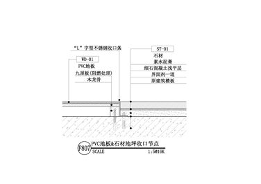 【地坪】PVC地板&石材地坪收口节点一