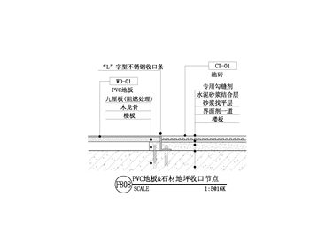 【地坪】PVC地板&石材地坪收口节点二