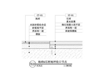 【地坪】地砖&石材地坪收口节点