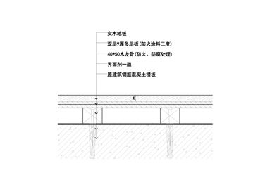 地面木地板架空剖面节点图