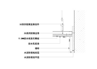 墙面墙砖与顶面乳胶漆节点图