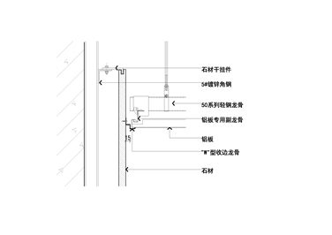 墙面石材与顶面铝板吊顶节点图