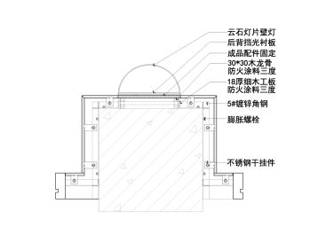 石柱做云石片壁灯做法节点图