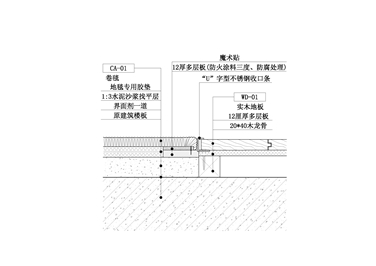 【地坪】卷毯&实木地板地坪收口节点