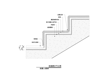 【地坪】地毯踏步节点图（混凝土楼梯）
