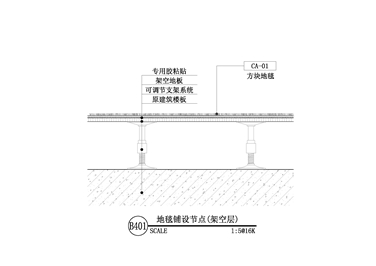 【地坪】地毯铺设节点（架空层）