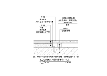 【地坪】石材&实木地板地坪收口节点一