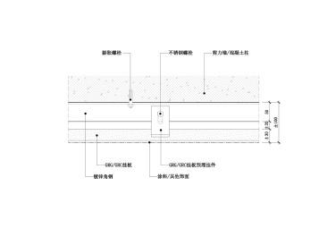 【墙身】GRGGRC挂板墙面节点图（横剖）（剪力墙柱子）
