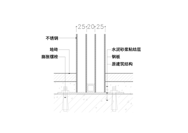 不锈钢立柱地面固定节点图