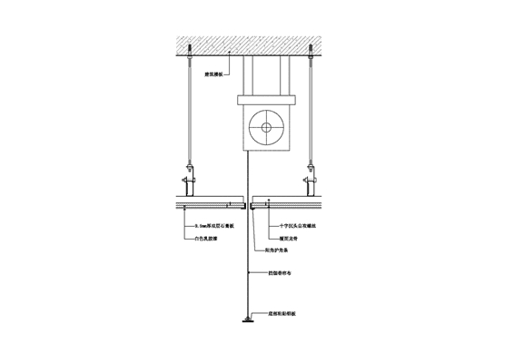 单轨钢制防火卷帘剖面图(横剖)