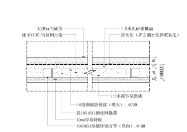 卫生间骨架隔墙横剖节点详图