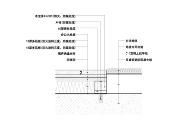 地面木地板与地毯交接节点图三