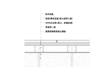 地面木地板架空剖面节点图