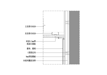 壁布、壁纸硬包钢架墙身与吊顶大样图