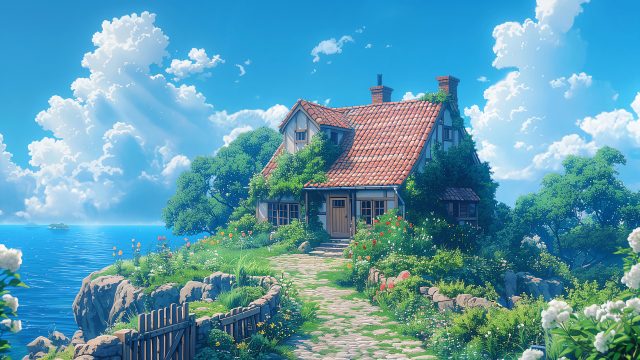 海边美丽小屋风景壁纸