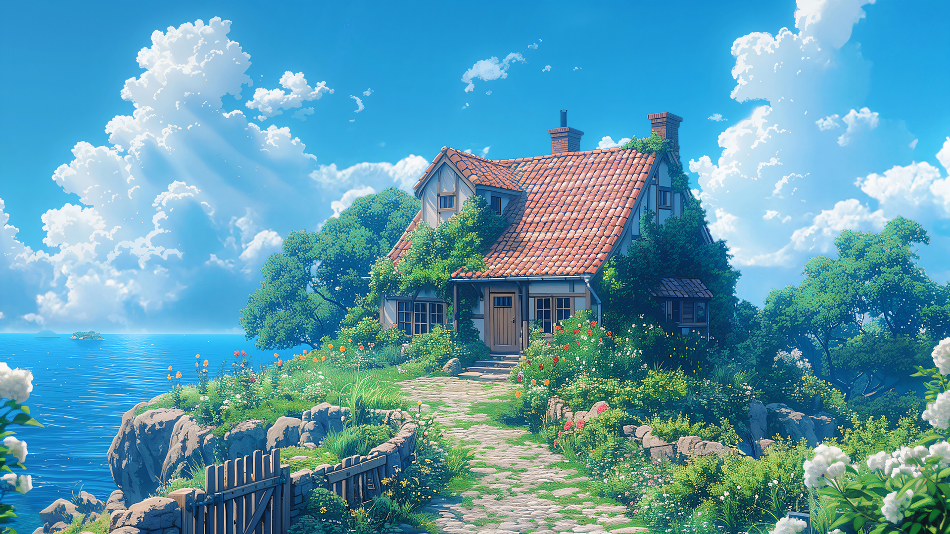 海边美丽小屋风景壁纸