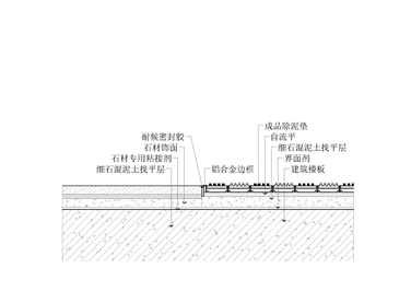石材-除泥垫交接地坪节点图
