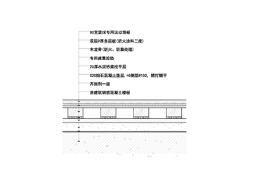 篮球场地专用木地板安装节点图