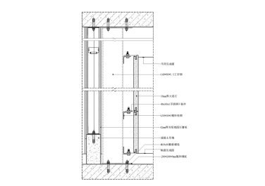 轻钢龙骨隔墙及工字钢结构干挂石材纵向节点图一